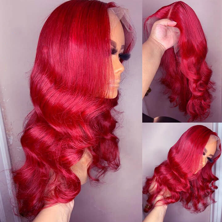 Red Lace Front Wigs Straight & Body Wave 13*4 HD Lace Frontal Human Hair Wigs For Women