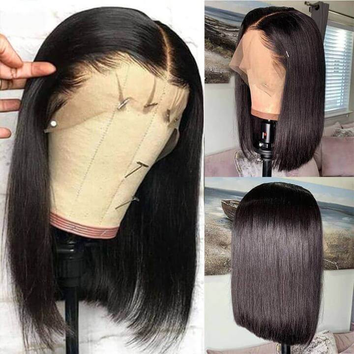 Affordable Straight Bob Wigs Human Hair Pre Plucked Glueless Lace Front Wigs