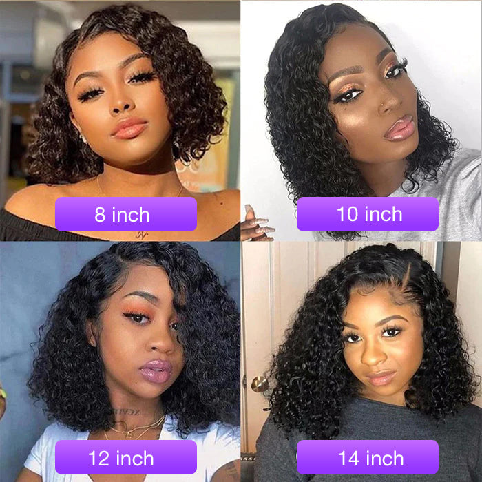 Short Bob Curly 4x4 Pre Cut HD Lace Closure Wigs Glueless Human Hair Wigs Quick & Easy