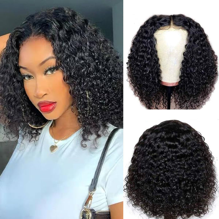 Short Bob Curly 4x4 Pre Cut HD Lace Closure Wigs Glueless Human Hair Wigs Quick & Easy