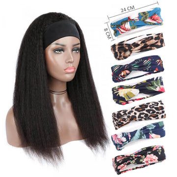 Kinky Straight Headband Wigs Human Hair No Gel No Glue Wigs