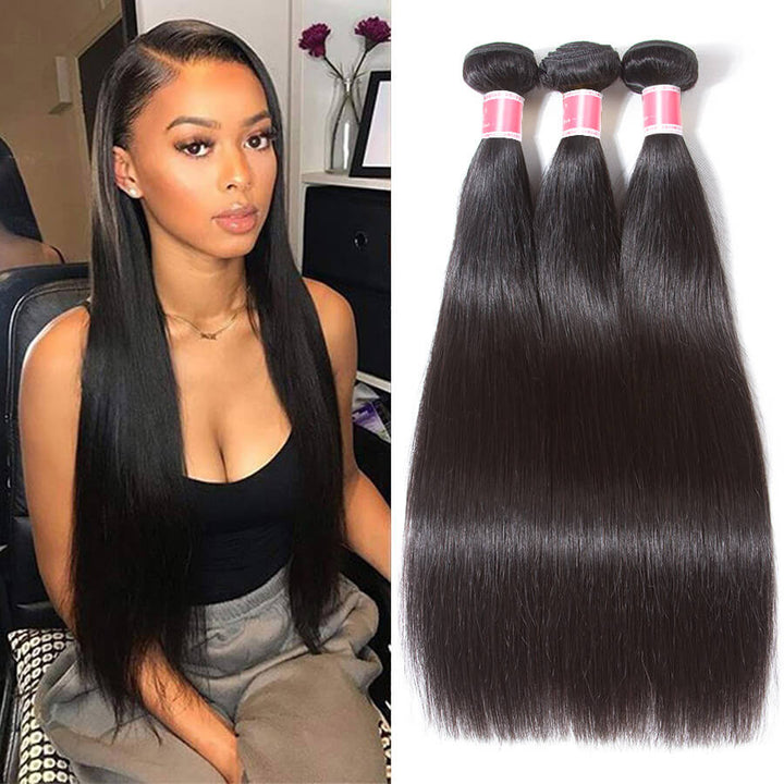 Brazilian Straight Hair 3 Bundles Deals Hermosa Hair 10A 100% Virgin Human Hair Bundles 10-30 Inch