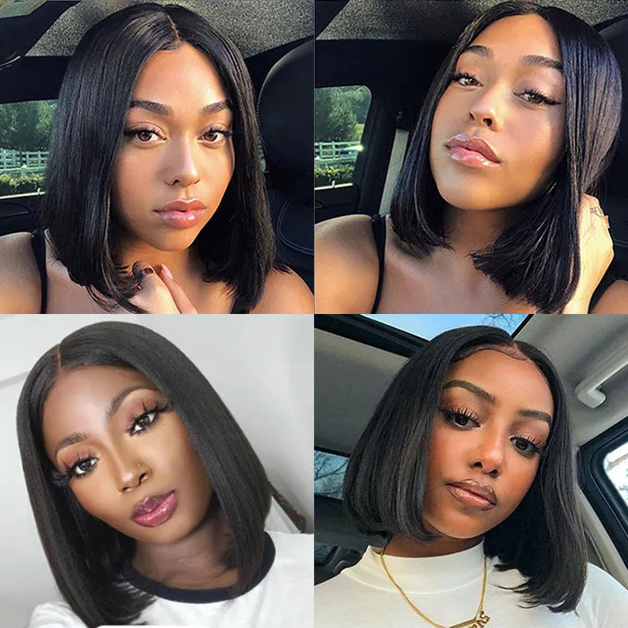 Straight Short Bob 4*4 Pre Cut Lace Closure Human Hair Wigs Pre Plucked Glueless Wigs