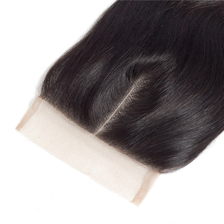 Peruvian Straight Hair 4 Bundles with 4*4 Closure Soft Unprocessed Virgin Human Hair