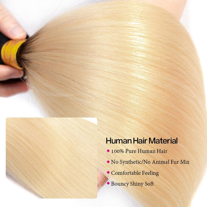 Ombre T1B/613 Blonde Brazilian Straight Hair 3 Bundles With 4*4 Closure Virgin Human Hair