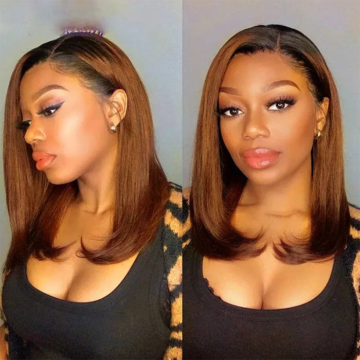 T1B/30 Ombre Short Bob 13x4/4x4 HD Lace Front Human Hair Wigs 100% Human Hair 150% Density