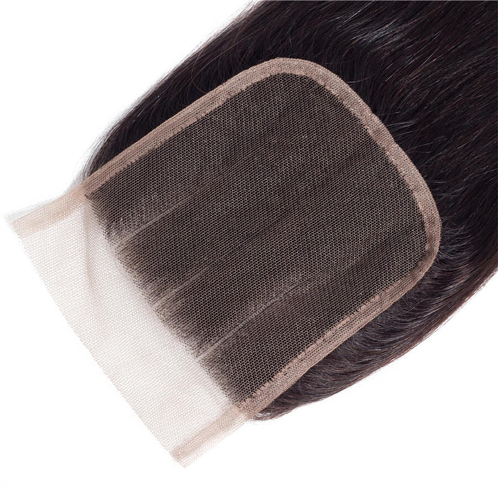 4x4 HD Transparent Lace Closure Straight Human Hair Closure Natural Black Hair Top Swiss Lace