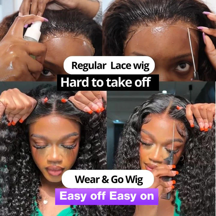 Glueless Wear And Go Wigs Deep Wave Upgrade 8x5 HD Lace Closure Wigs With Pre Cut Lace Hairline