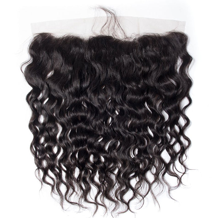 Peruvian Water Wave Virgin Hair Weave 3 Bundles With 13*4 Lace Frontal