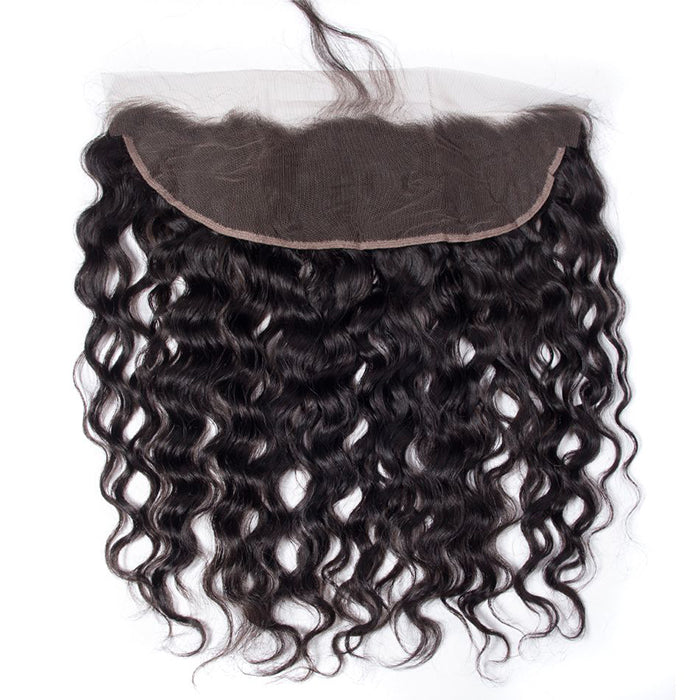 Peruvian Water Wave Virgin Hair Weave 3 Bundles With 13*4 Lace Frontal