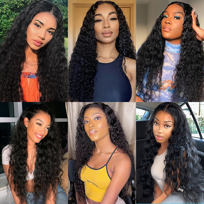 13x6 Full Lace Wigs Water Wave HD Transparent Lace Frontal Human Hair Wigs Pre Plucked Hairline