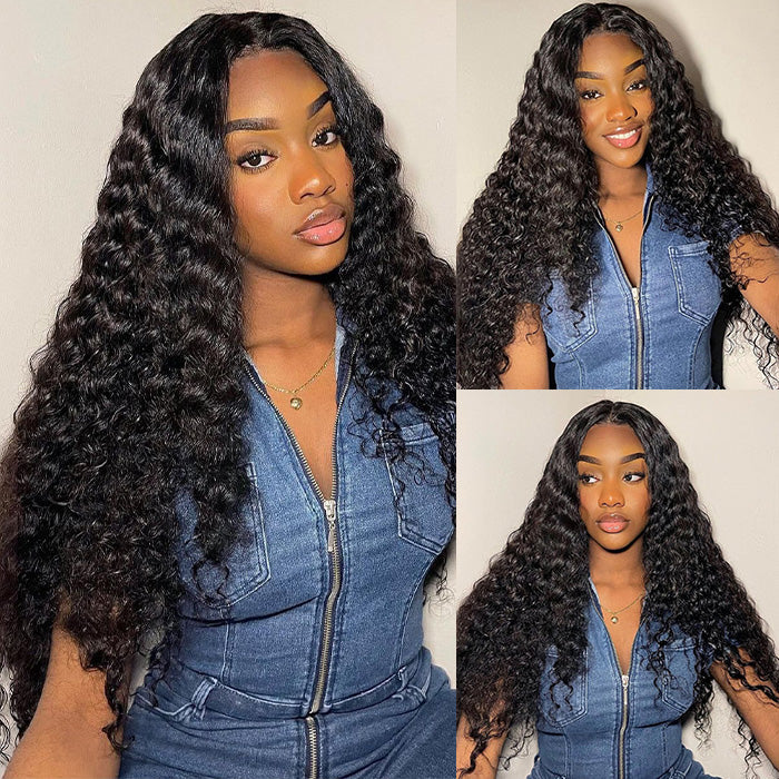 Upgrade 8x5 HD Pre Cut Lace Glueless Water Wave Lace Closure Wigs Human Hair Wear & Go