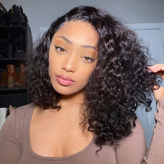 Water Wave Bob Wigs Human Hair Pre Plucked Glueless Lace Front Wigs 100% Virgin Human Hair Wigs