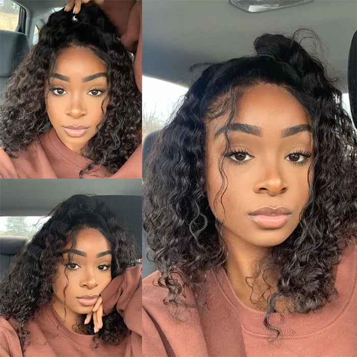 Water Wave Bob Wigs Human Hair Pre Plucked Glueless Lace Front Wigs 100% Virgin Human Hair Wigs