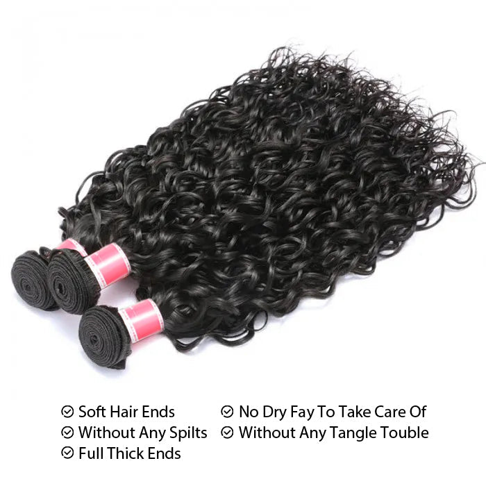 Peruvian Water Wave 3/4 Bundle Deals Unprocessed Virgin Human Hair Extensions In Stock